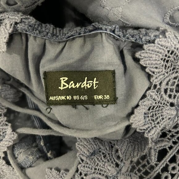 BARDOT Blue Eyelet Long Sleeve Maxi Dress US 6. - Picture 9 of 11